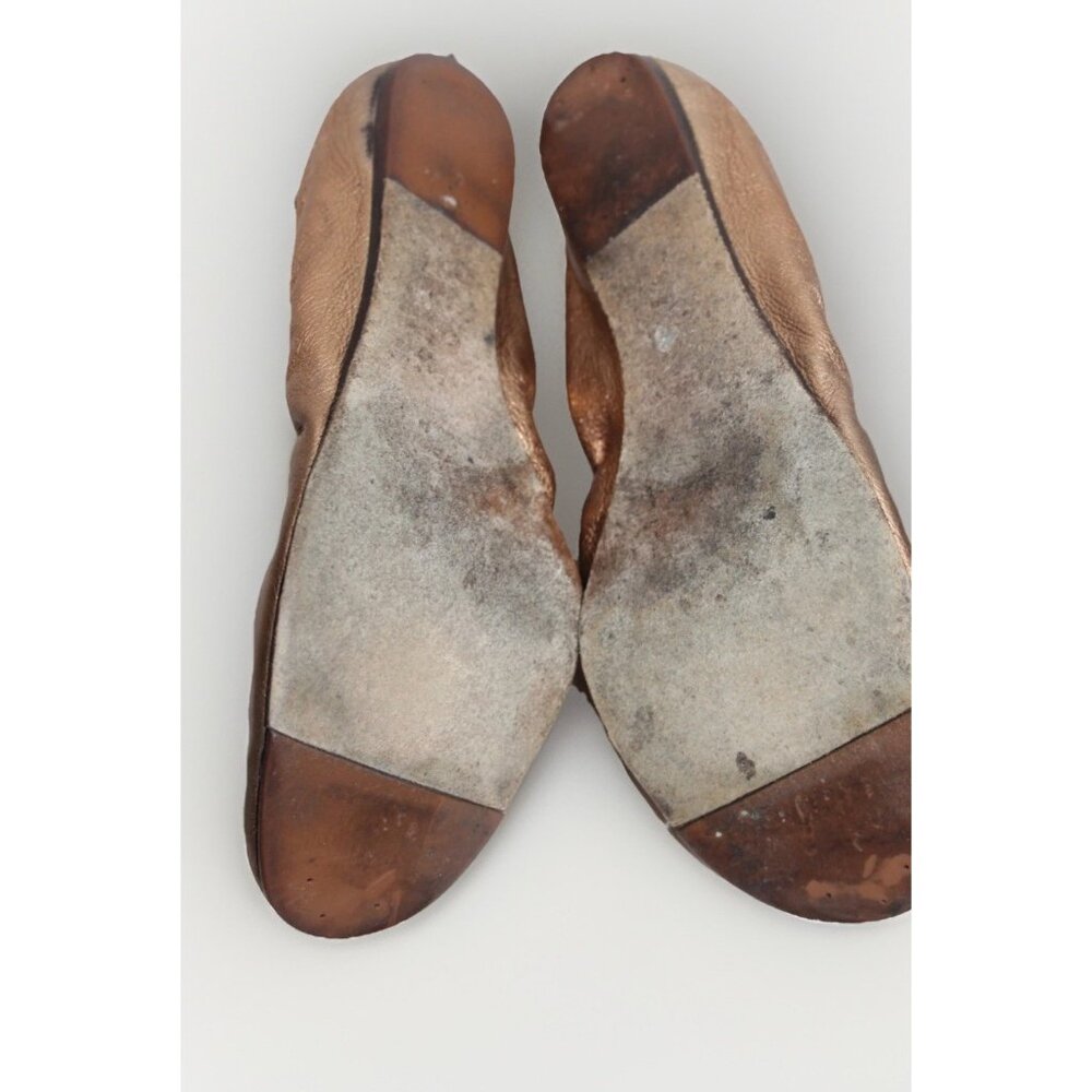 Lanvin Womens Metallic Copper Crinkle Leather Ballet Flat Shoes Size 40 US 9 - Picture 6 of 10